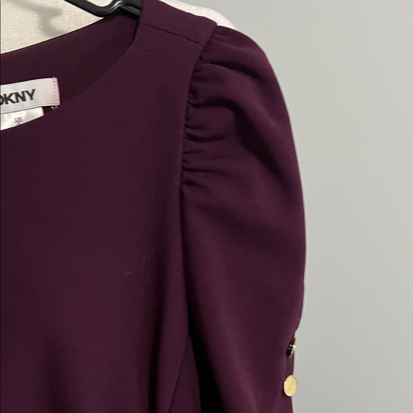 DKNY Plum Puff-Sleeve Sheath Dress - Picture 4 of 8